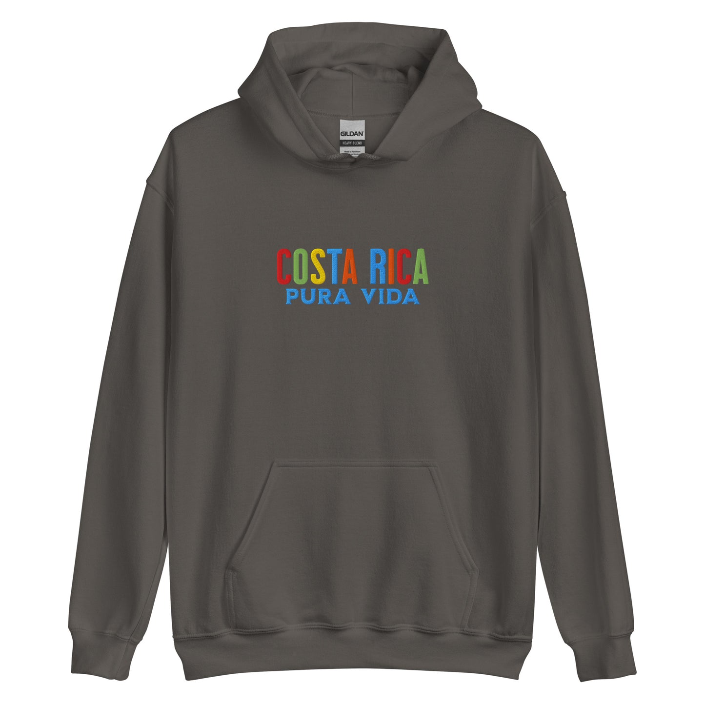 Hoodie bordado con la frase “Pura Vida”, inspiración cultural de Costa Rica.