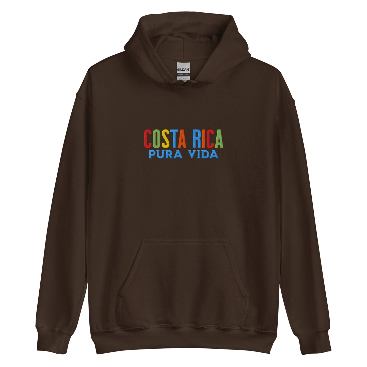 Hoodie bordado con la frase “Pura Vida”, inspiración cultural de Costa Rica.