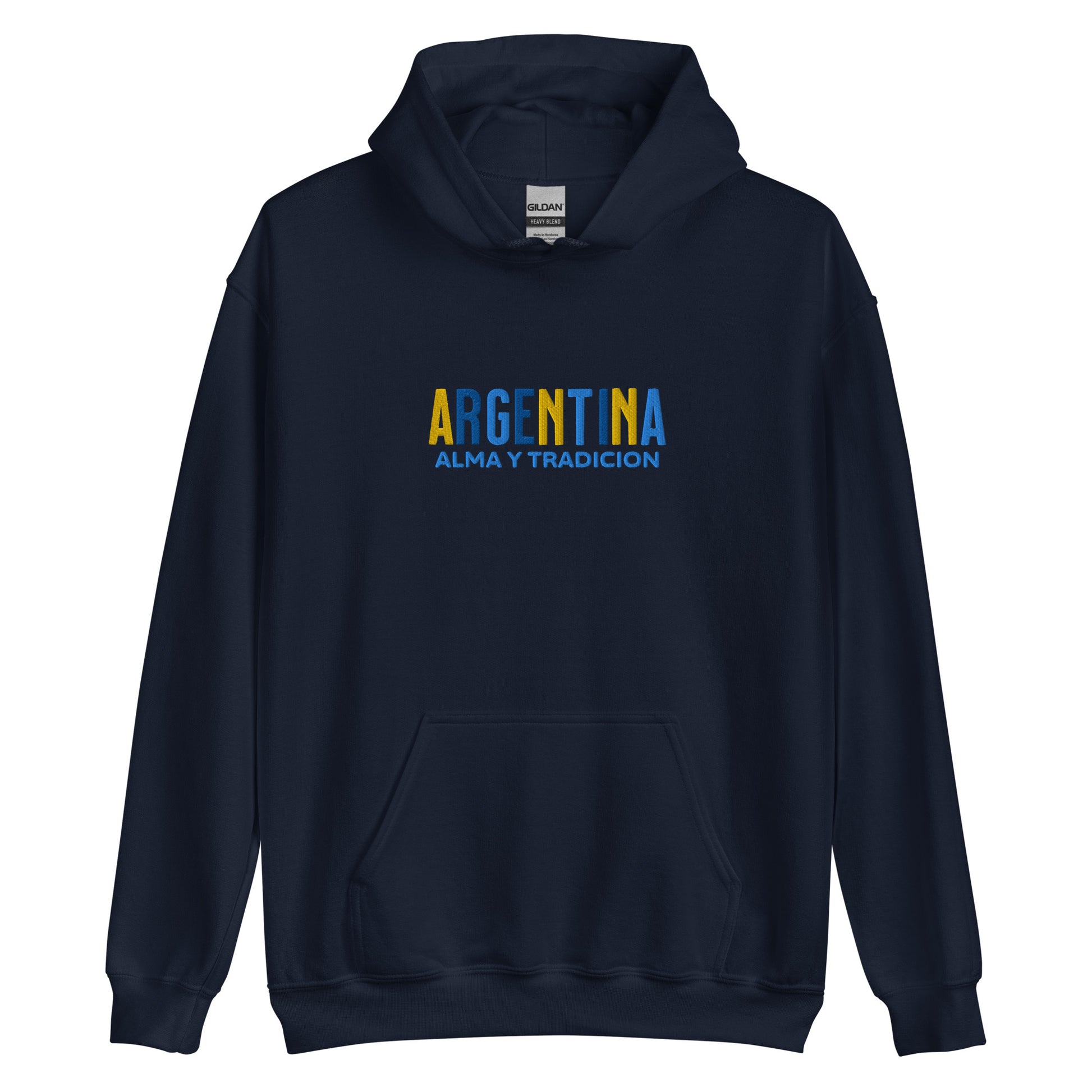 Hoodie bordado con la frase “Alma y Tradición”, inspiración cultural de Argentina.