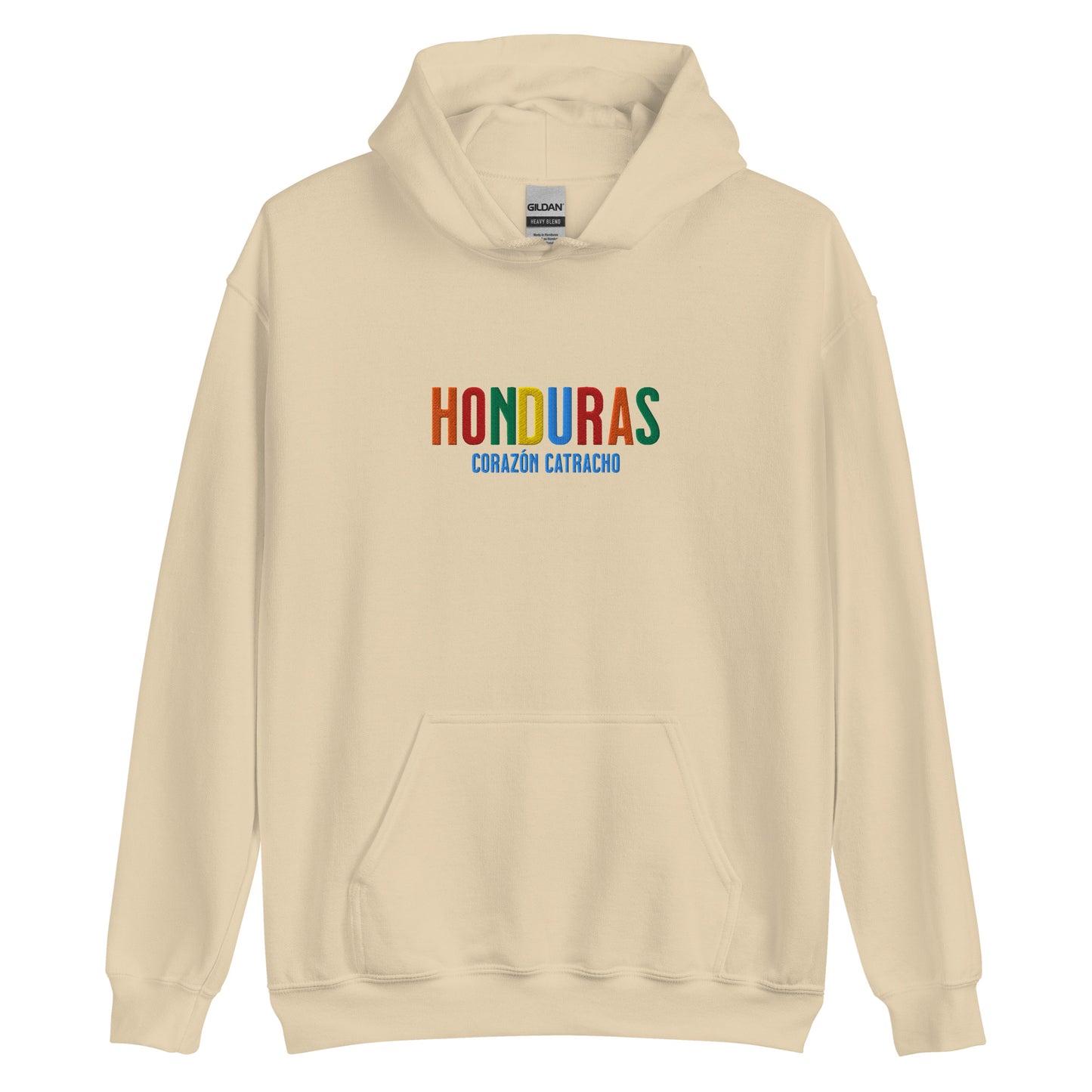 Hoodie bordado con la frase “Corazón Catracho”, inspiración cultural de Honduras.