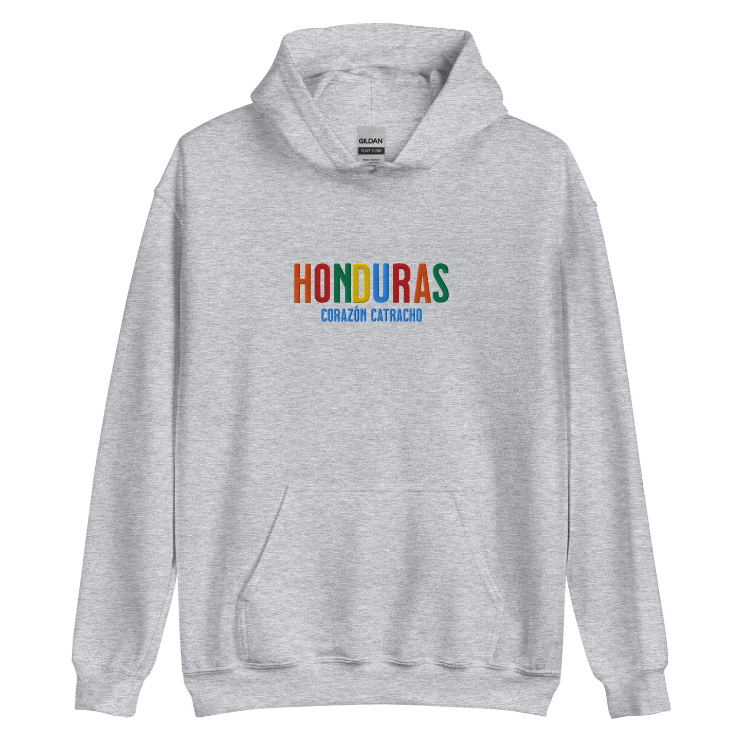 Hoodie bordado con la frase “Corazón Catracho”, inspiración cultural de Honduras.