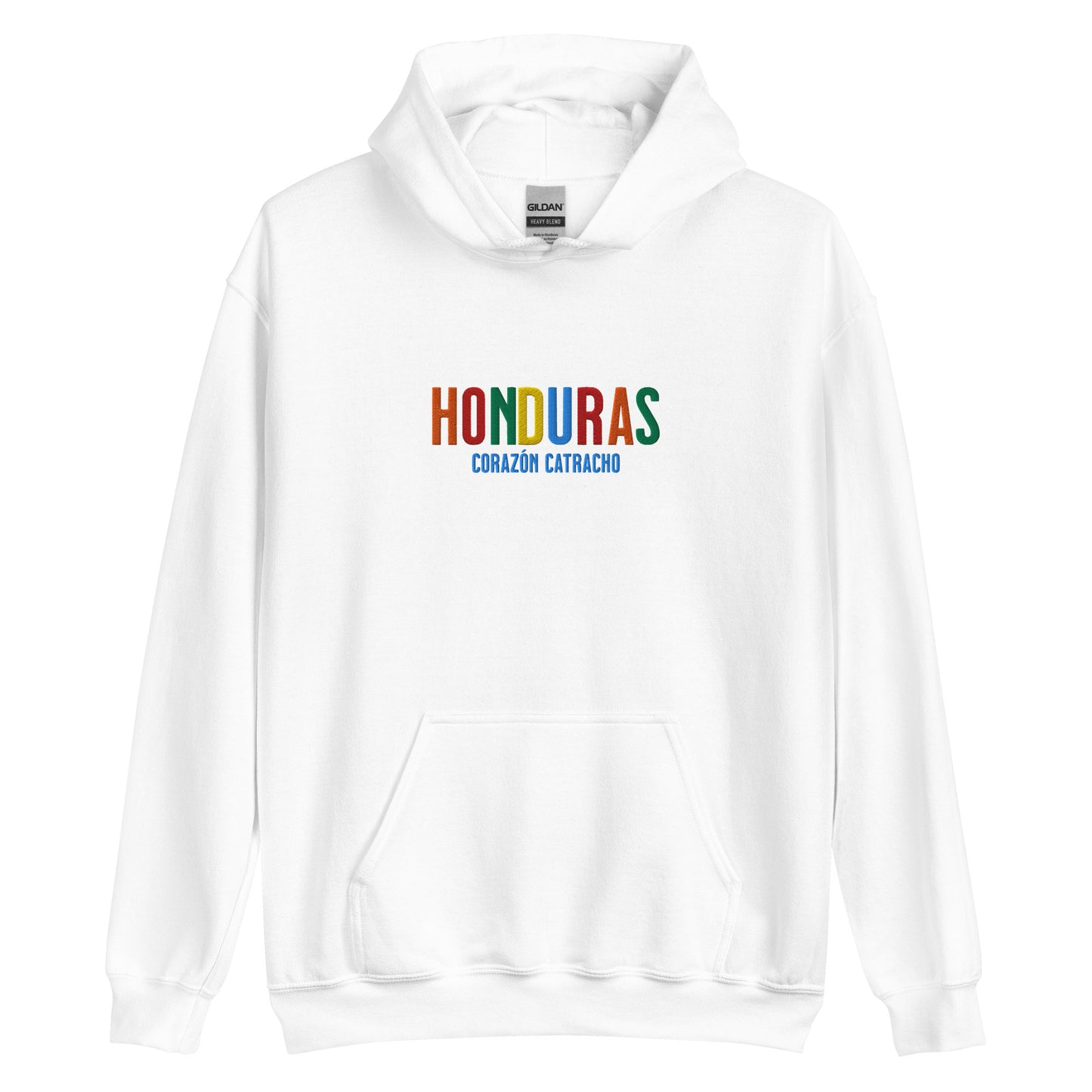 Hoodie bordado con la frase “Corazón Catracho”, inspiración cultural de Honduras.