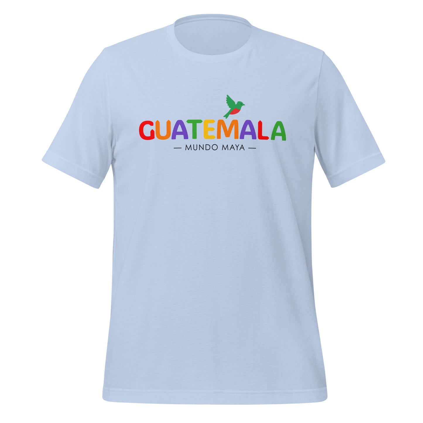 Camiseta Guatemala “Mundo Maya” con letras coloridas y colibrí – LATEA™