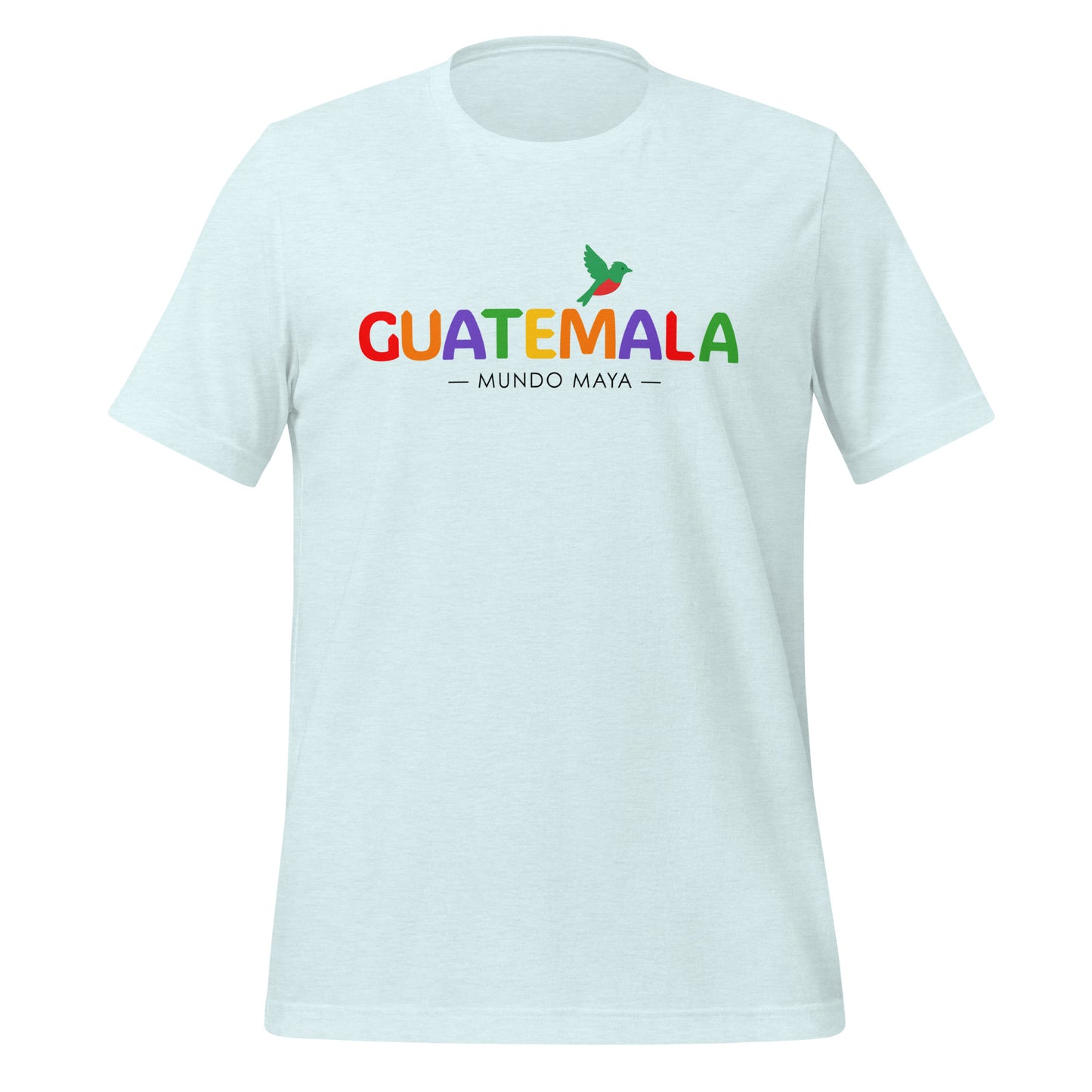 Camiseta Guatemala “Mundo Maya” con letras coloridas y colibrí – LATEA™