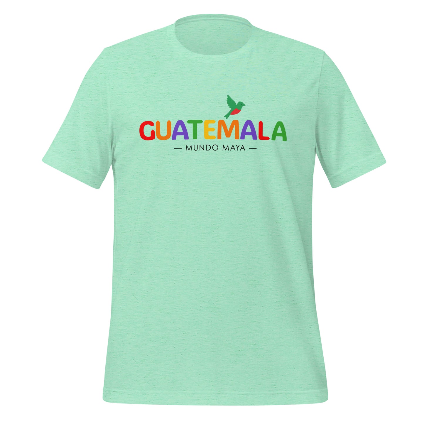 Camiseta Guatemala “Mundo Maya” con letras coloridas y colibrí – LATEA™