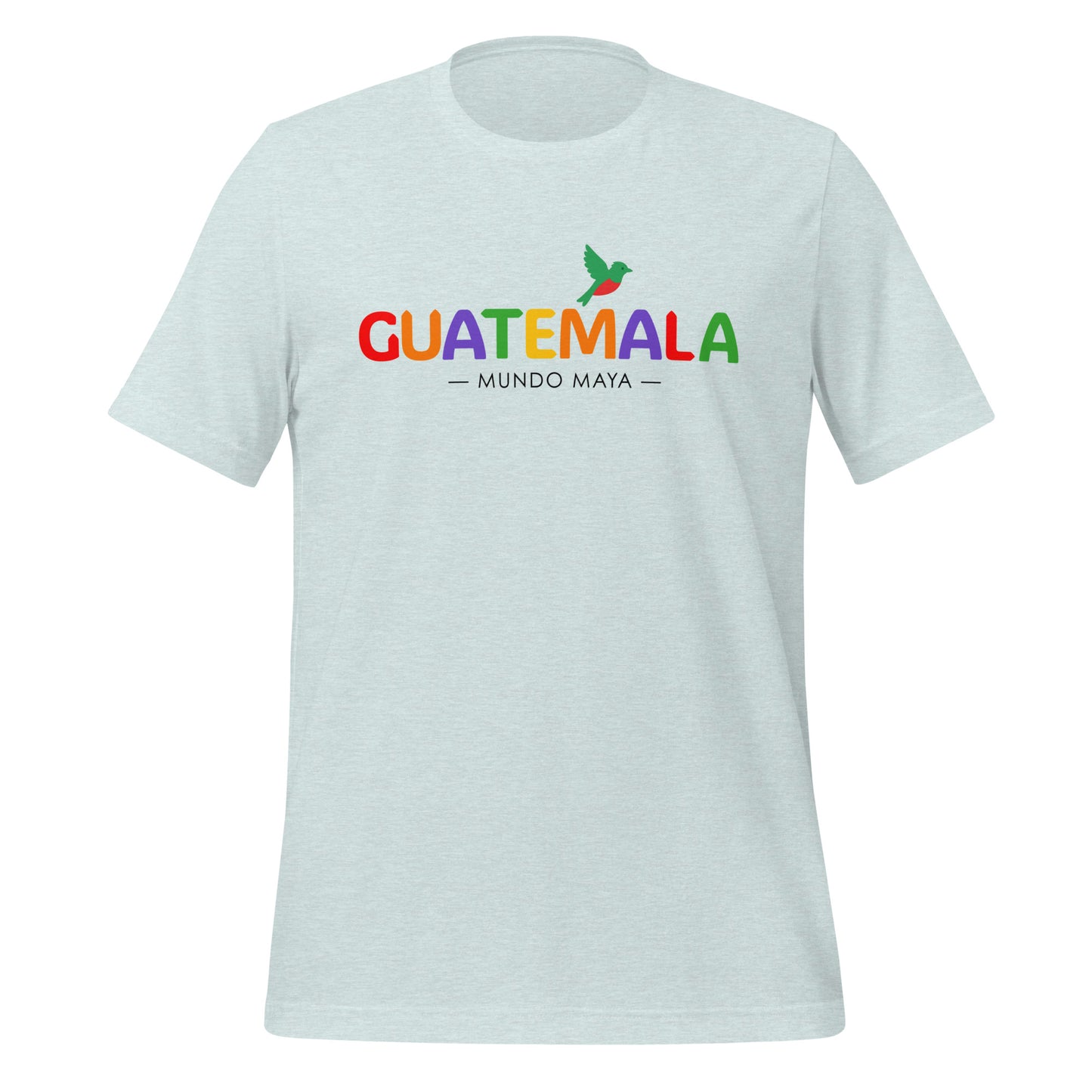 Camiseta Guatemala “Mundo Maya” con letras coloridas y colibrí – LATEA™