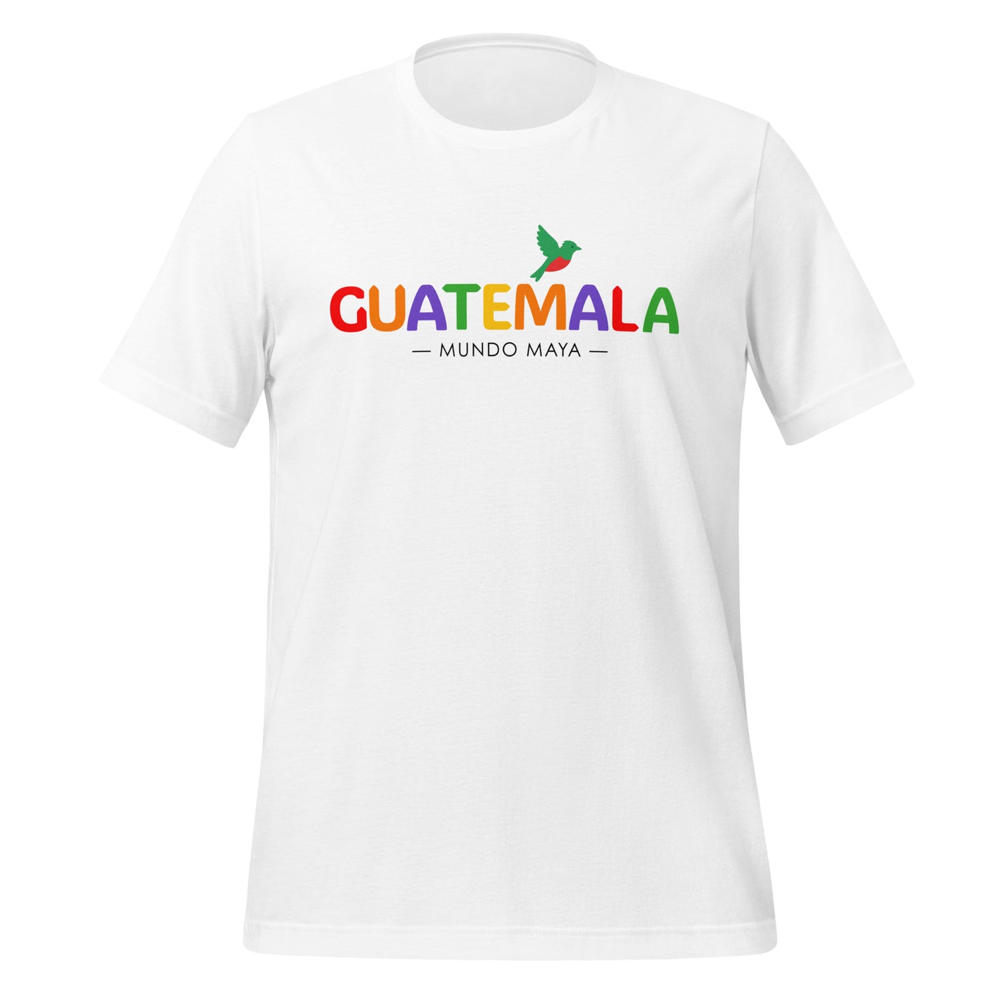 Camiseta Guatemala “Mundo Maya” con letras coloridas y colibrí – LATEA™