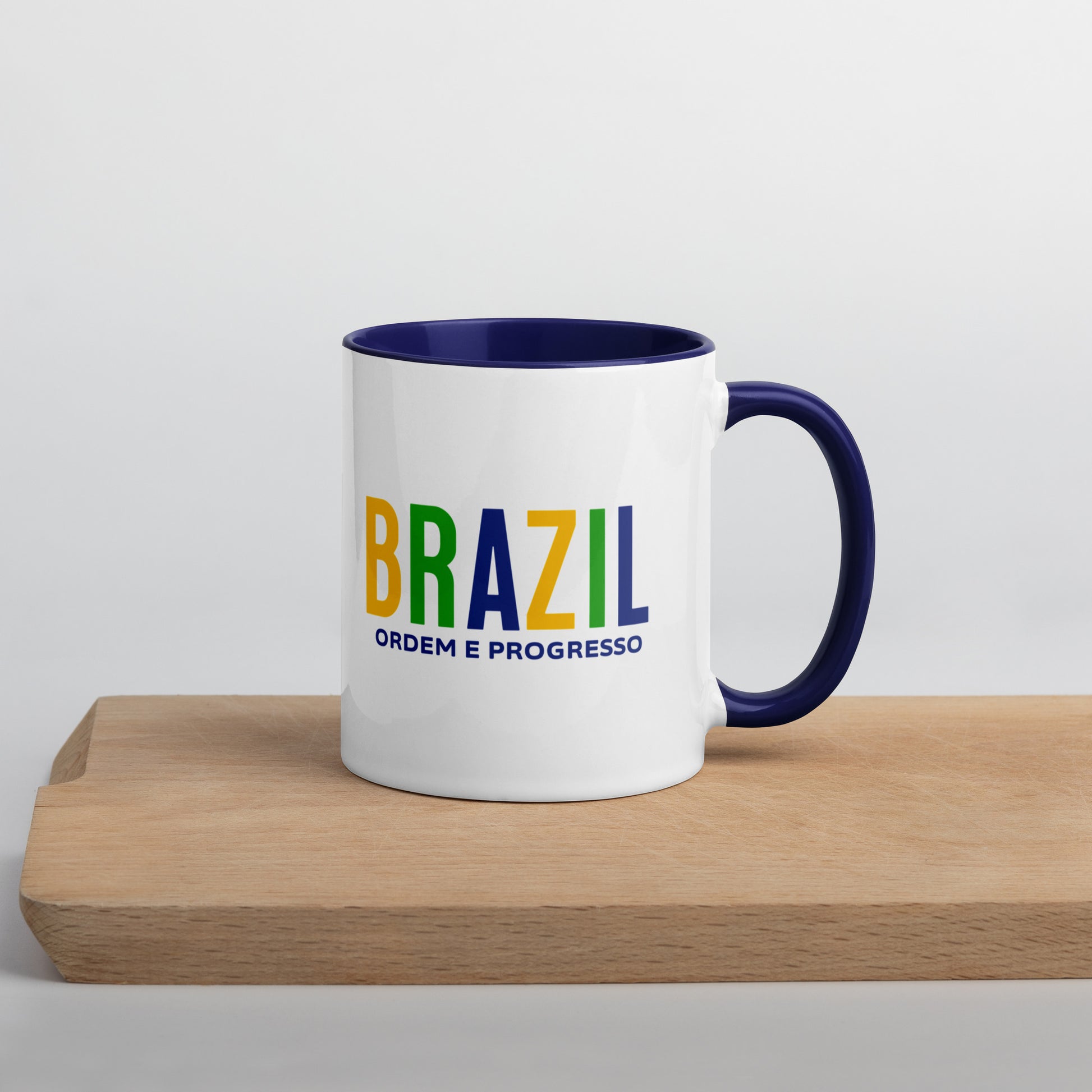 Mug de cerámica Brasil Ordem e Progresso, diseño colorido, LATEA™.