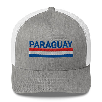 Gorra bordada con el texto “100% Paraguayo”, diseño patriótico con identidad paraguaya.