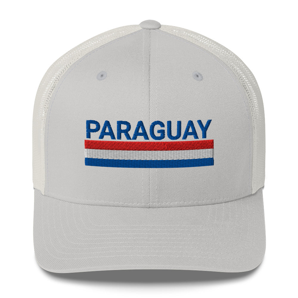 Gorra bordada con el texto “100% Paraguayo”, diseño patriótico con identidad paraguaya.