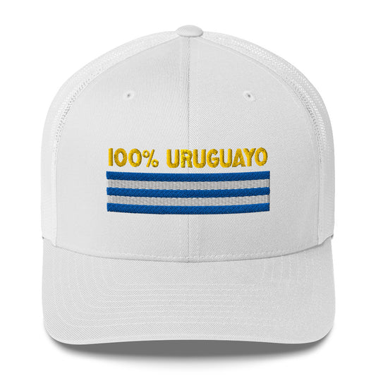 Gorra bordada con el texto “100% Uruguaya”, diseño cultural con esencia uruguaya.