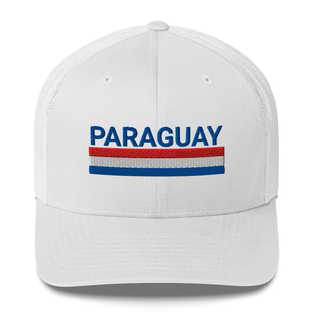 Gorra bordada con el texto “100% Paraguayo”, diseño patriótico con identidad paraguaya.