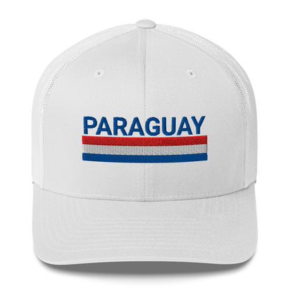 Gorra bordada con el texto “100% Paraguayo”, diseño patriótico con identidad paraguaya.