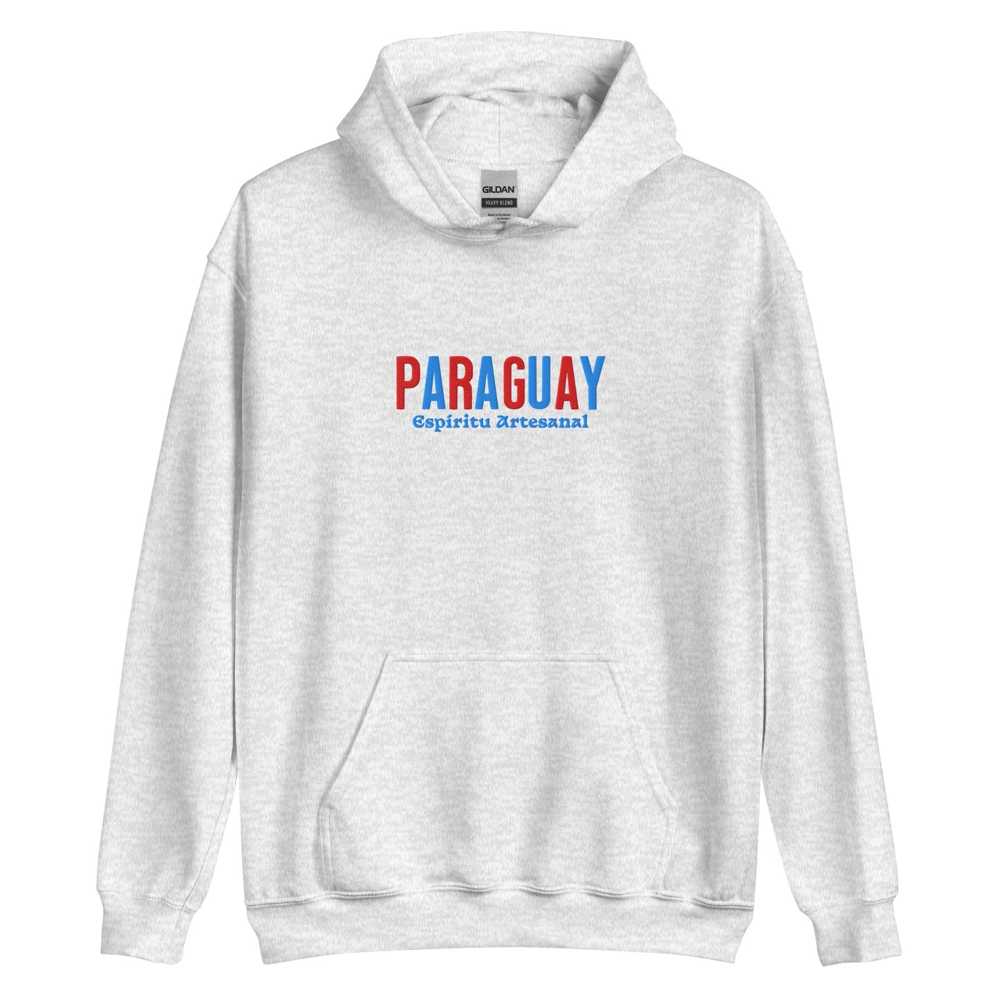 Hoodie bordado con la frase “Espíritu Artesanal”, inspiración cultural de Paraguay.