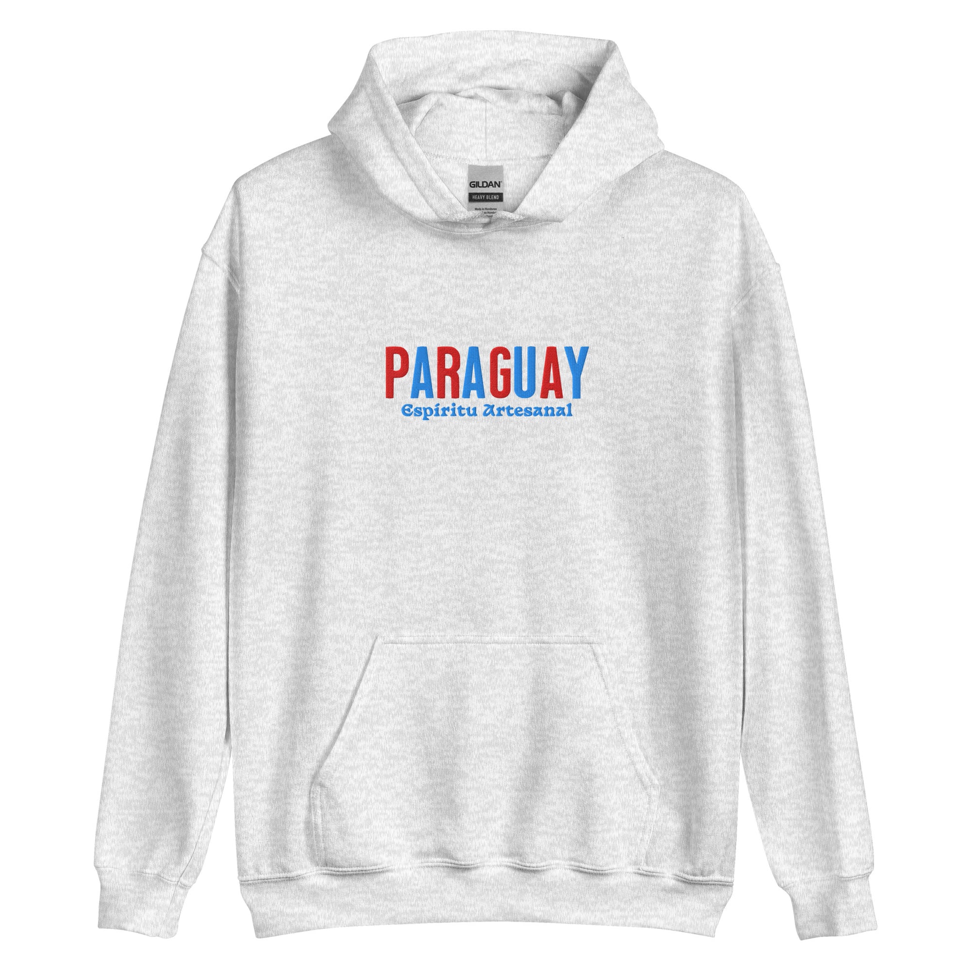 Hoodie bordado con la frase “Espíritu Artesanal”, inspiración cultural de Paraguay.