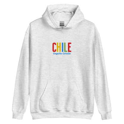 Hoodie bordado con la frase “Orgullo Criollo”, inspiración cultural de Chile.