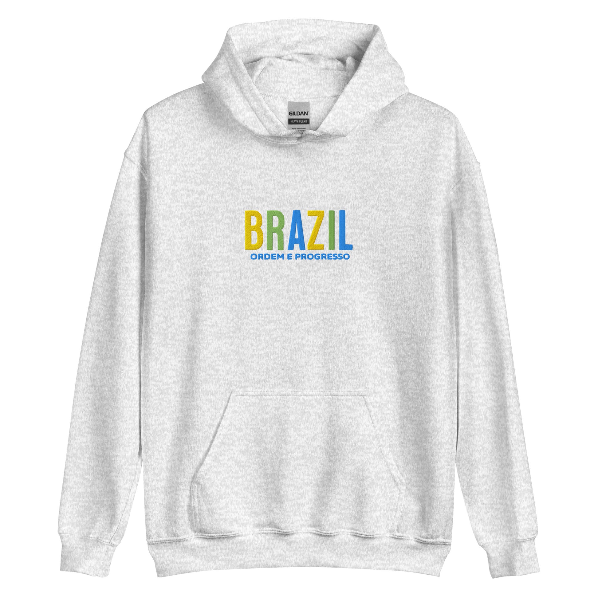 Hoodie bordado con la frase “Ordem e Progresso”, inspiración cultural de Brazil.