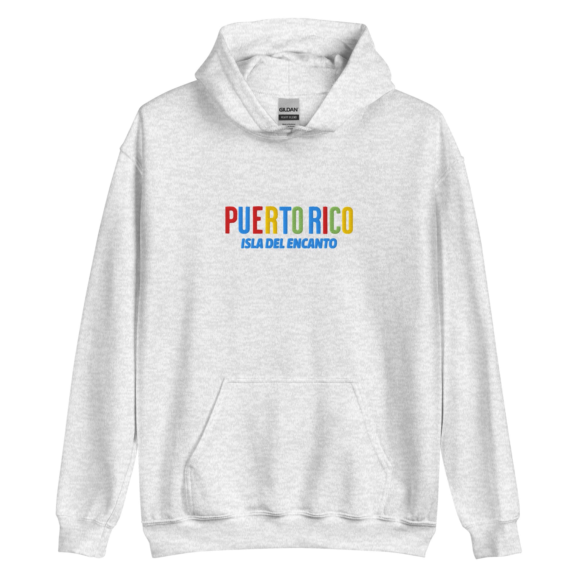 Hoodie bordado con la frase “Isla del Encanto”, inspiración cultural de Puerto Rico.