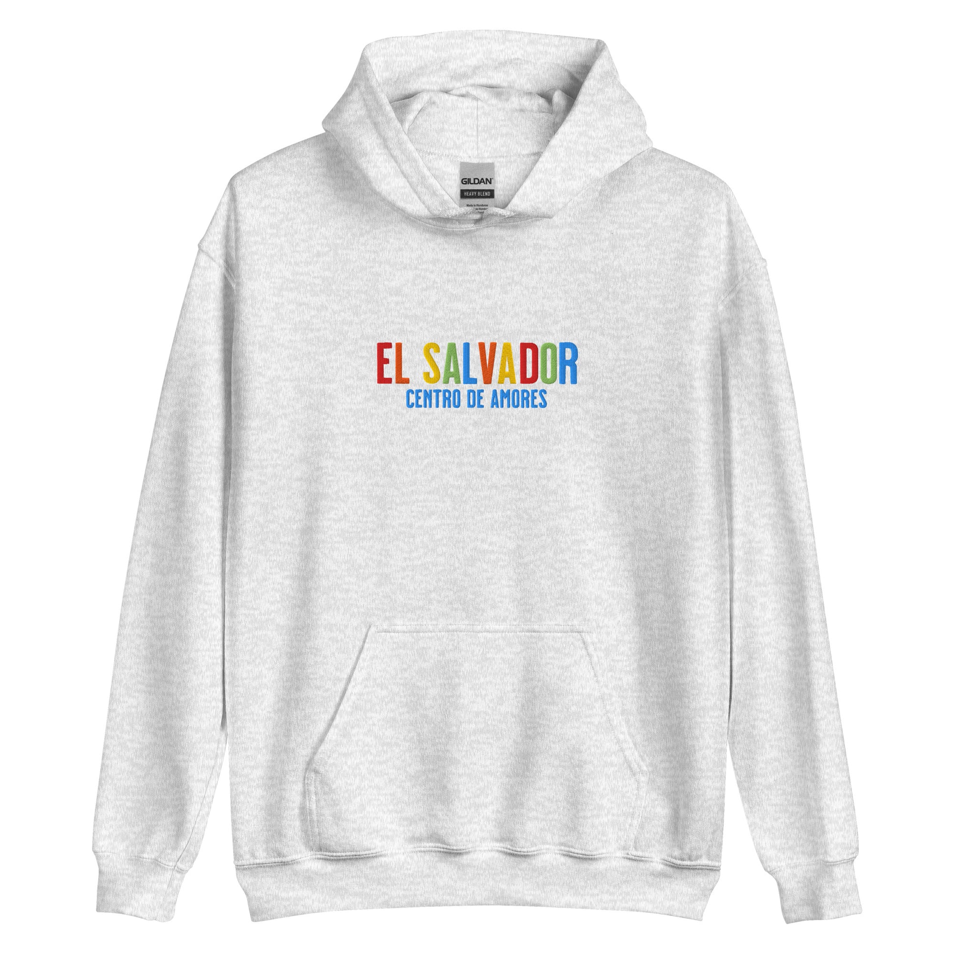 Hoodie bordado con la frase “Centro de Amores”, inspiración cultural de El Salvador.