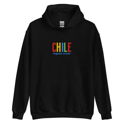 Hoodie bordado con la frase “Orgullo Criollo”, inspiración cultural de Chile.