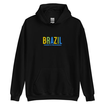 Hoodie bordado con la frase “Ordem e Progresso”, inspiración cultural de Brazil.