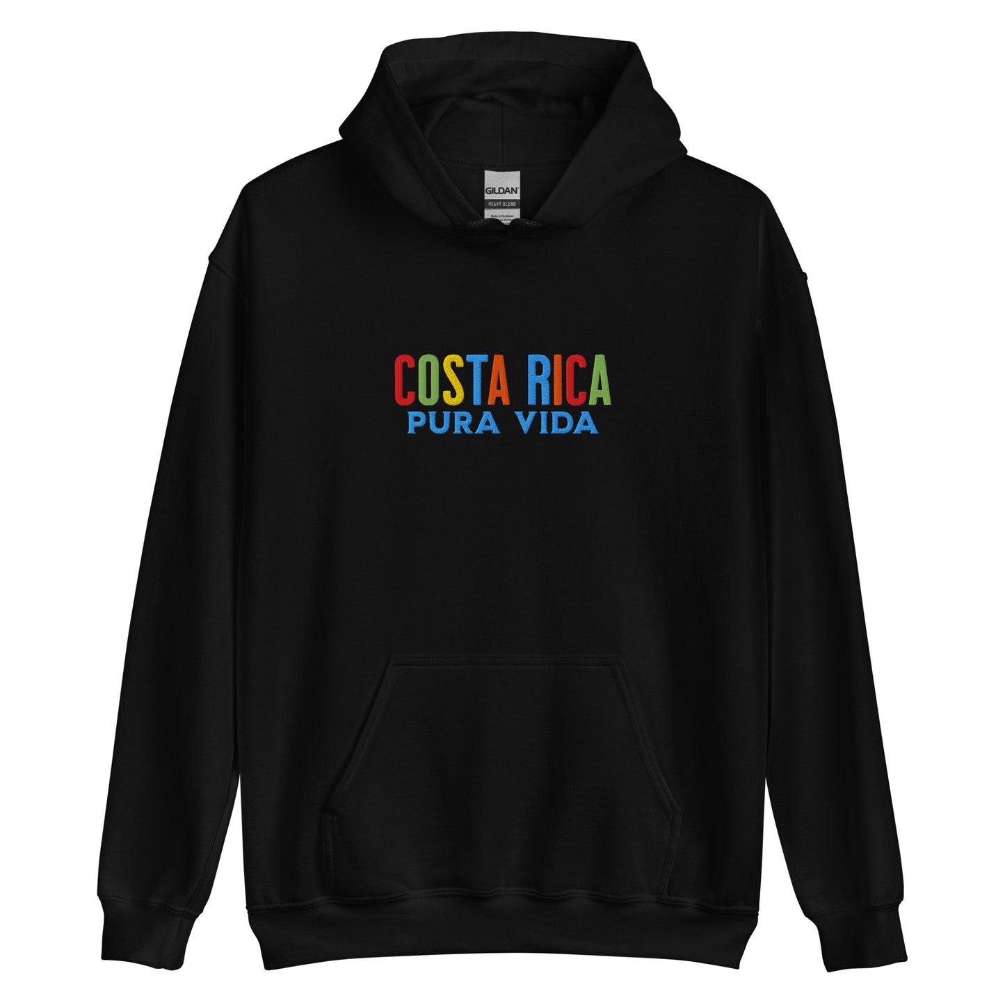 Hoodie bordado con la frase “Pura Vida”, inspiración cultural de Costa Rica.