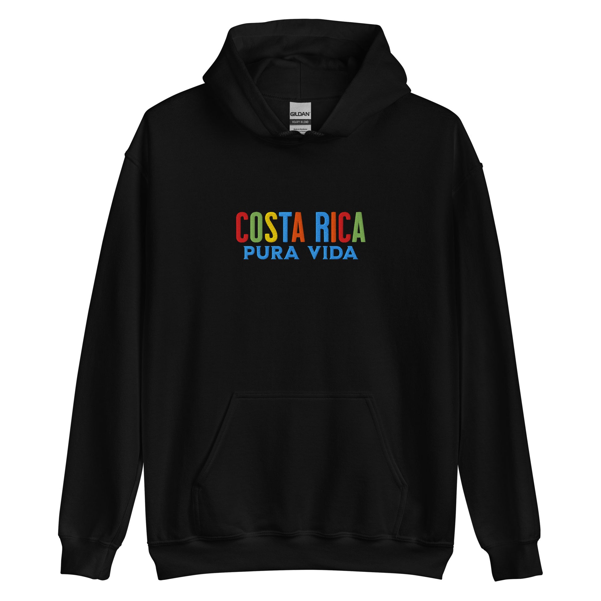Hoodie bordado con la frase “Pura Vida”, inspiración cultural de Costa Rica.