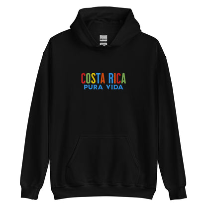 Hoodie bordado con la frase “Pura Vida”, inspiración cultural de Costa Rica.
