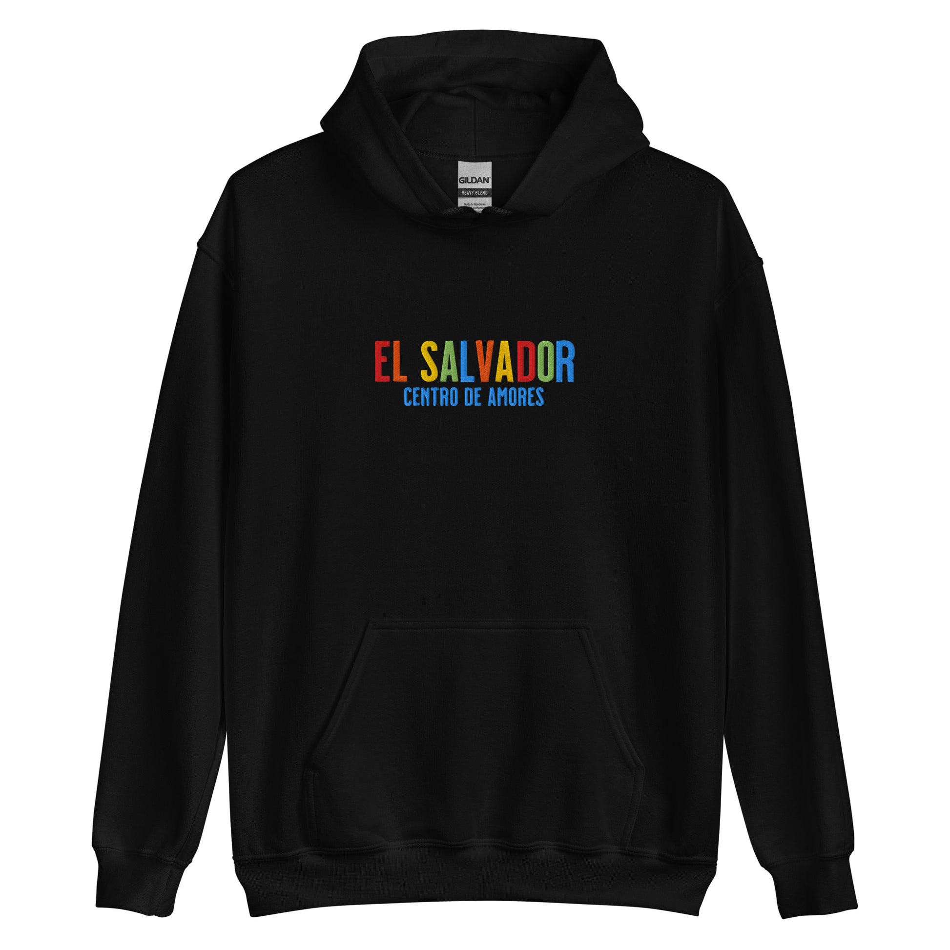 Hoodie bordado con la frase “Centro de Amores”, inspiración cultural de El Salvador.