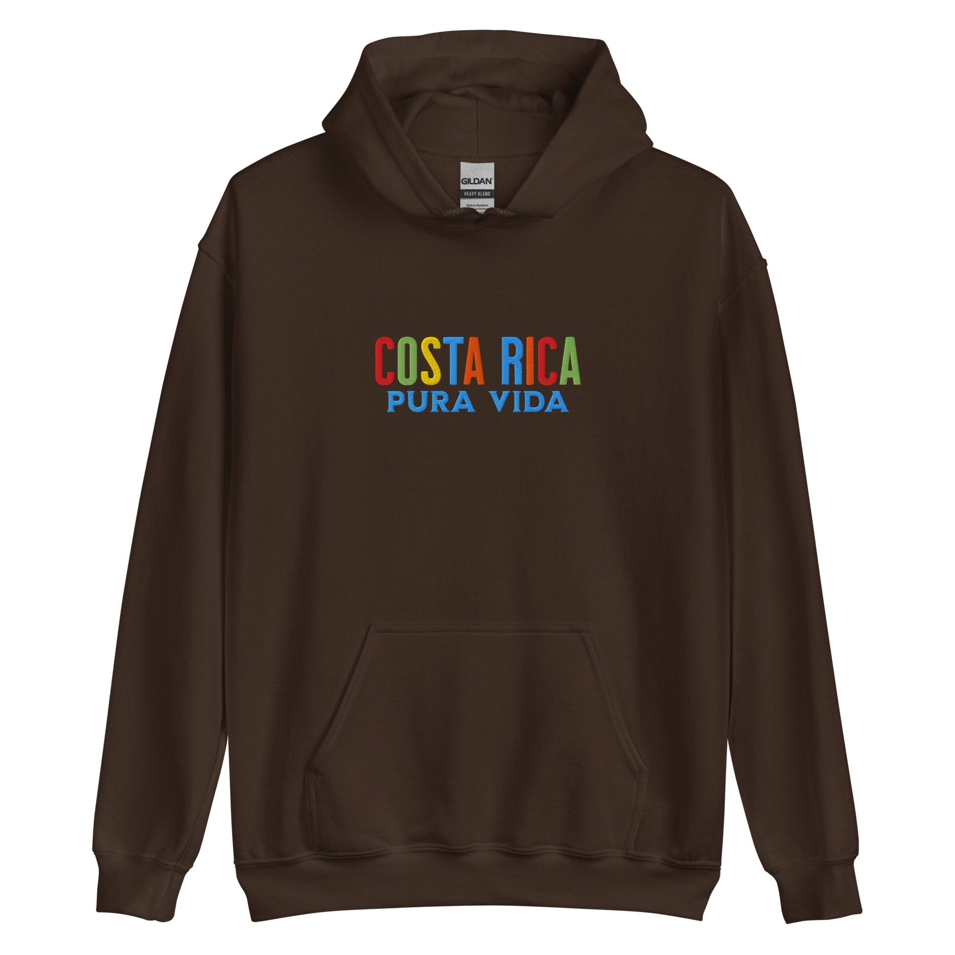 Hoodie bordado con la frase “Pura Vida”, inspiración cultural de Costa Rica.