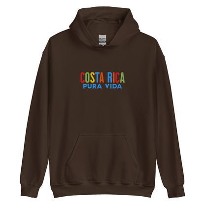 Hoodie bordado con la frase “Pura Vida”, inspiración cultural de Costa Rica.