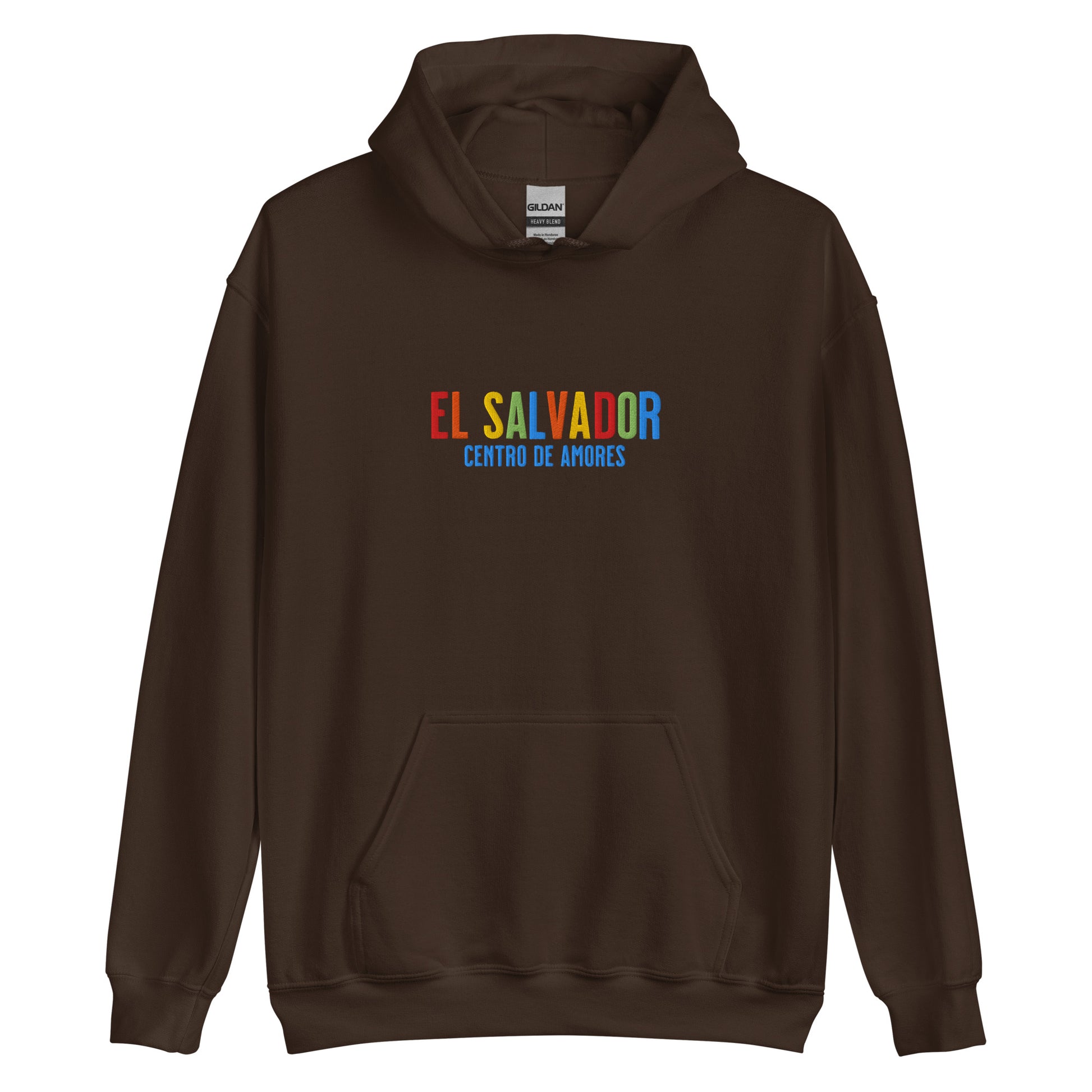 Hoodie bordado con la frase “Centro de Amores”, inspiración cultural de El Salvador.
