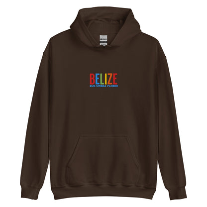 Hoodie bordado con la frase “Sub Umbra Floreo”, inspiración cultural de Belize.