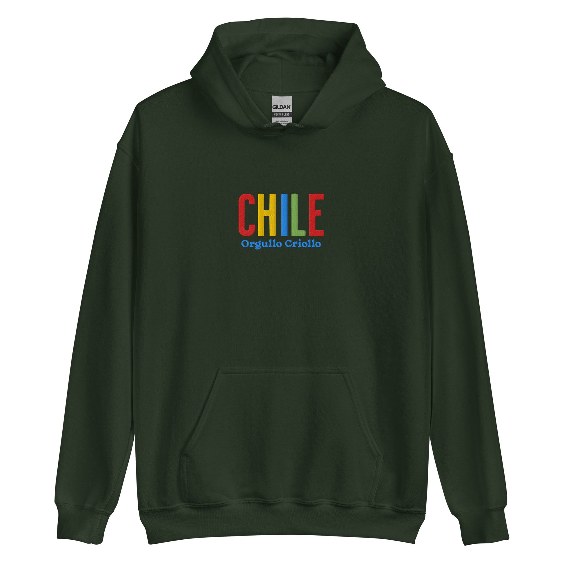 Hoodie bordado con la frase “Orgullo Criollo”, inspiración cultural de Chile.
