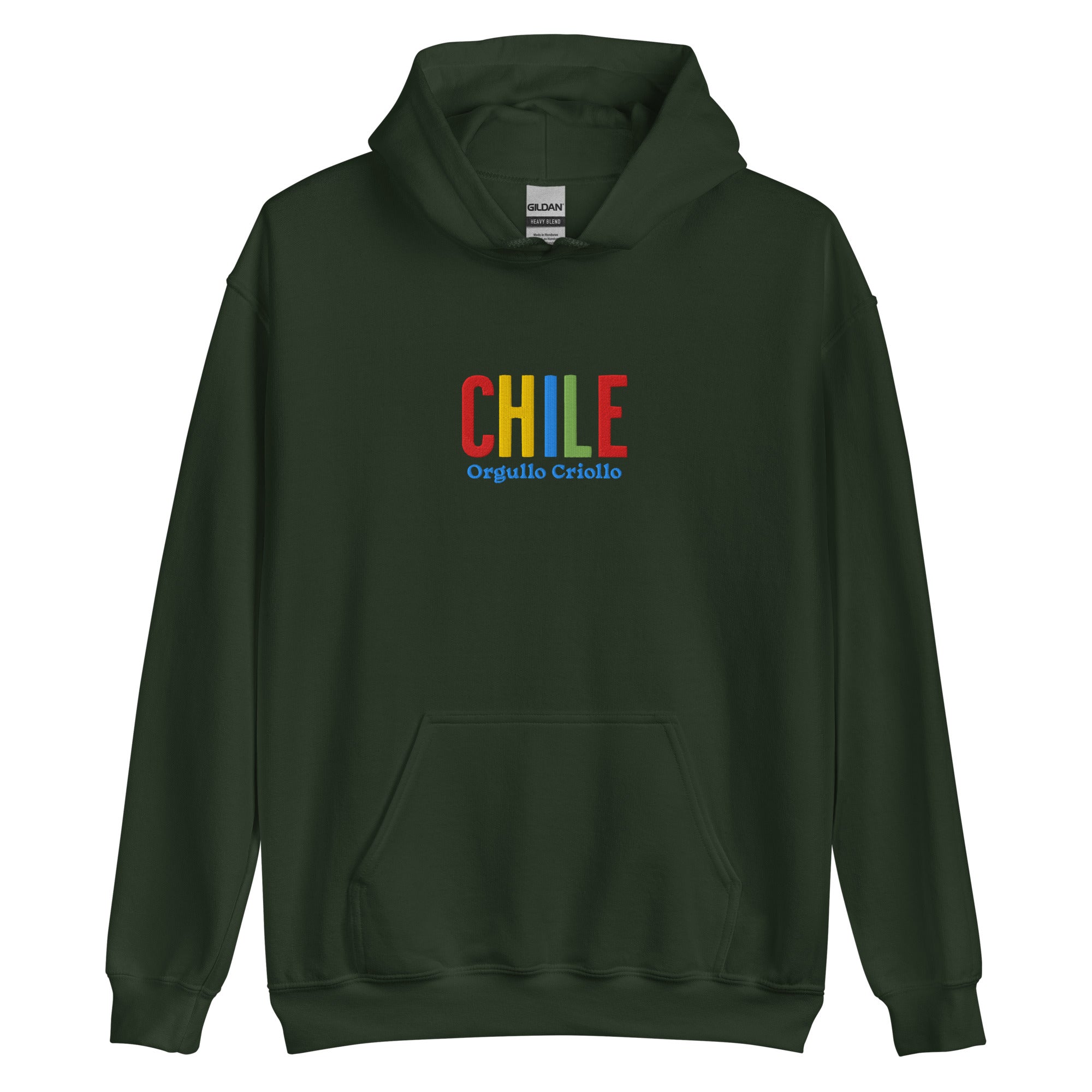 Hoodie bordado con la frase “Orgullo Criollo”, inspiración cultural de Chile.