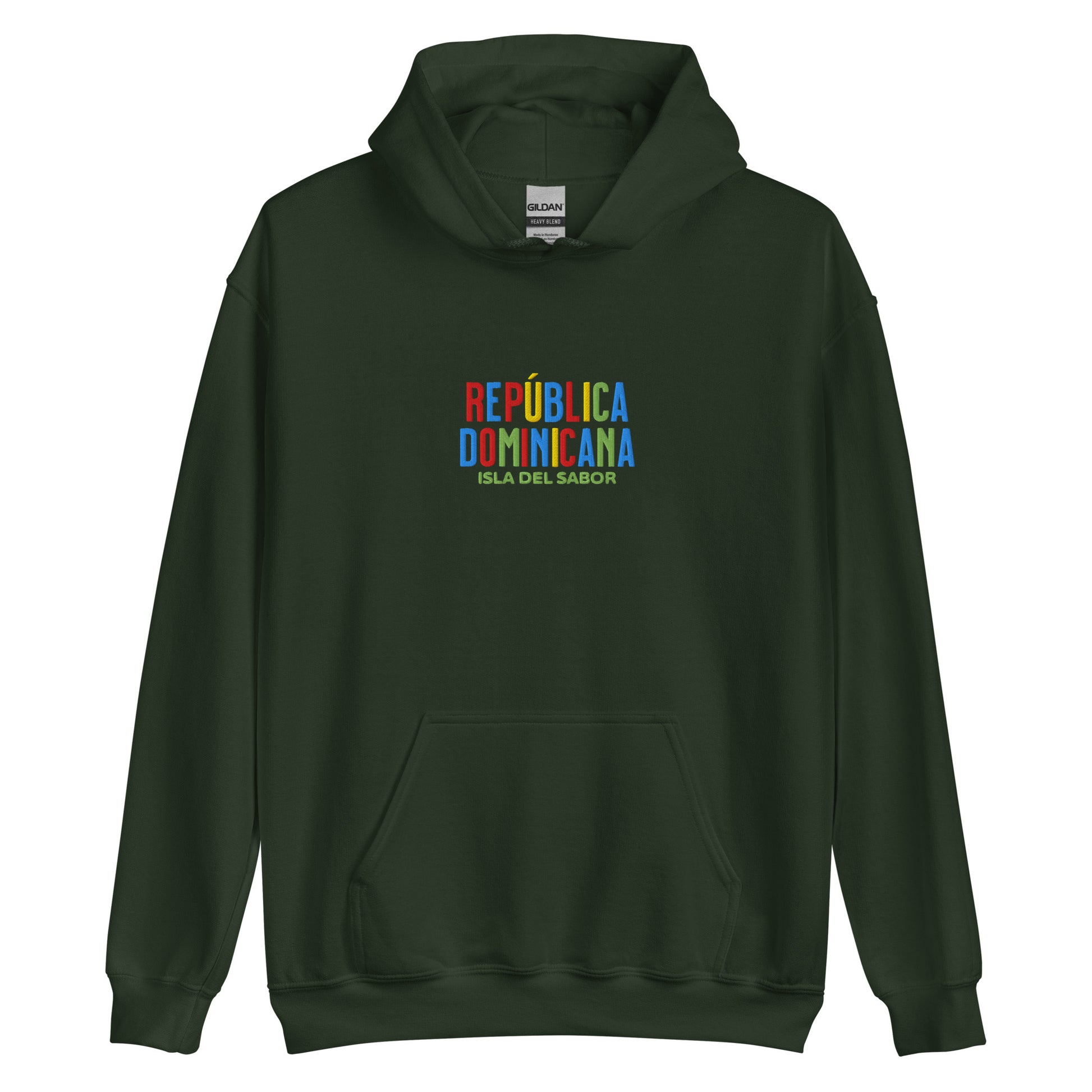 Hoodie bordado con la frase “Isla del Sabor”, inspiración cultural de República Dominicana.