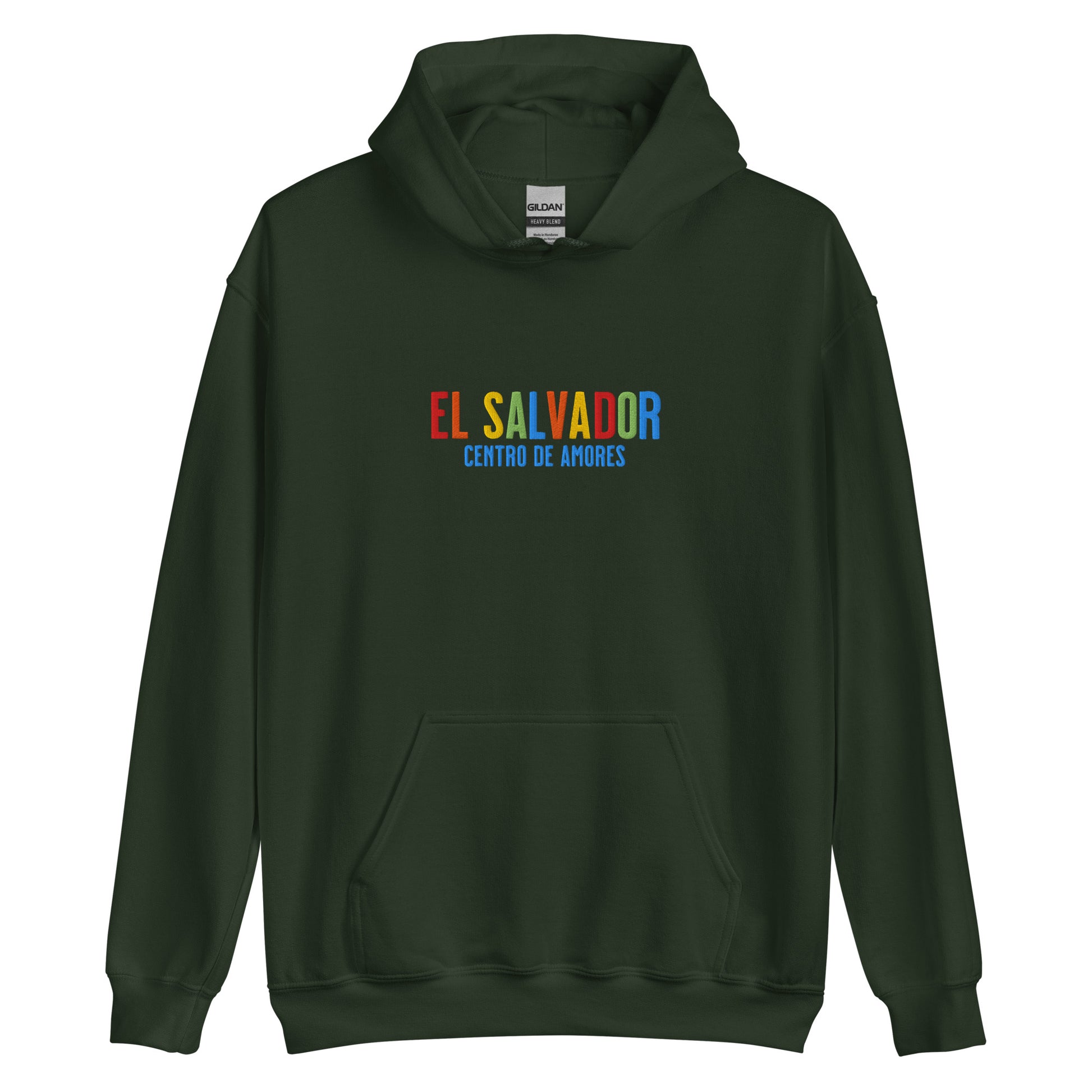 Hoodie bordado con la frase “Centro de Amores”, inspiración cultural de El Salvador.