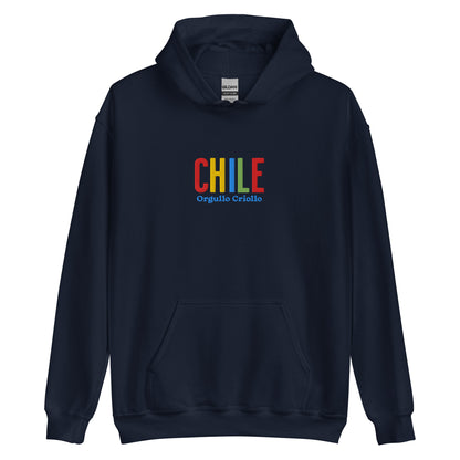 Hoodie bordado con la frase “Orgullo Criollo”, inspiración cultural de Chile.