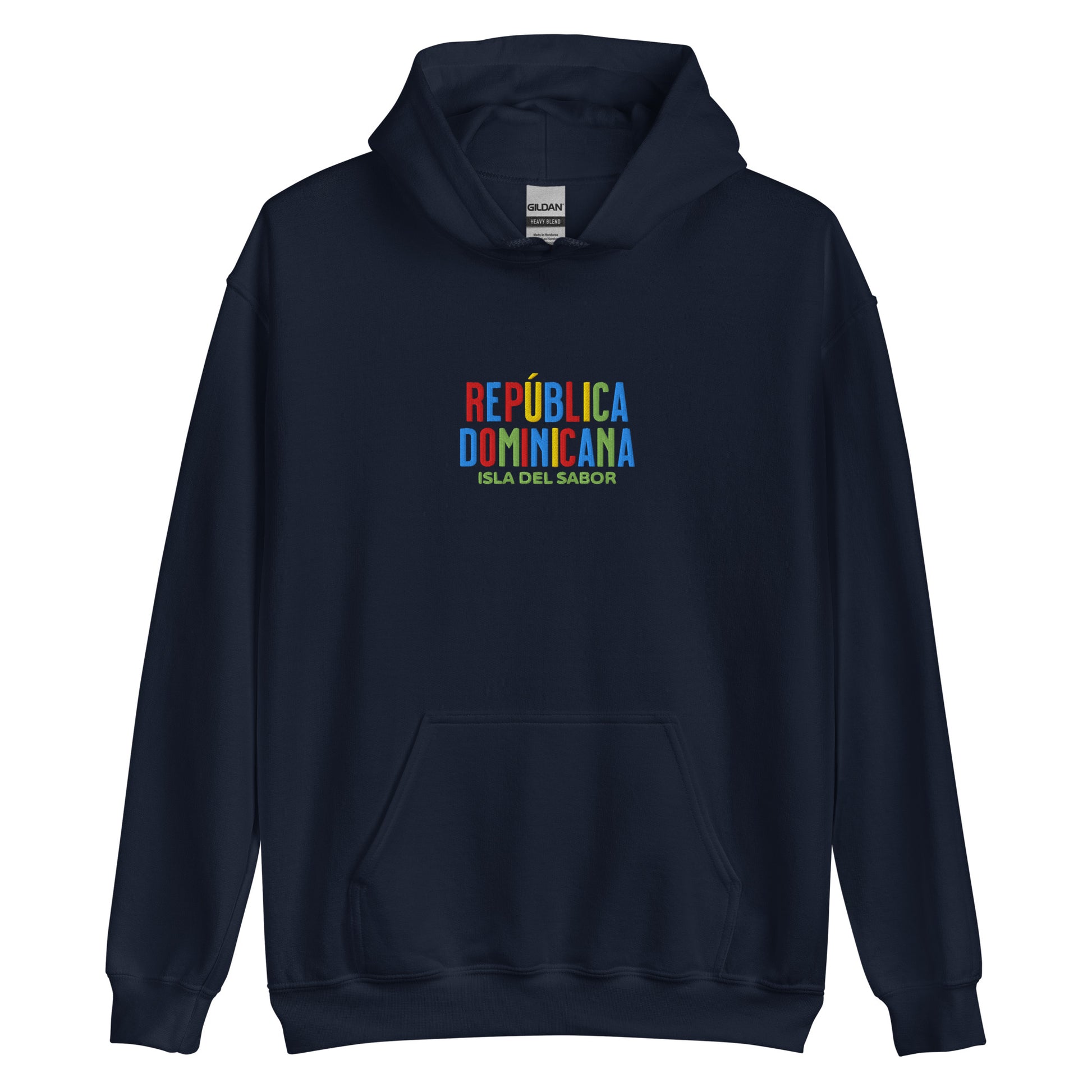 Hoodie bordado con la frase “Isla del Sabor”, inspiración cultural de República Dominicana.