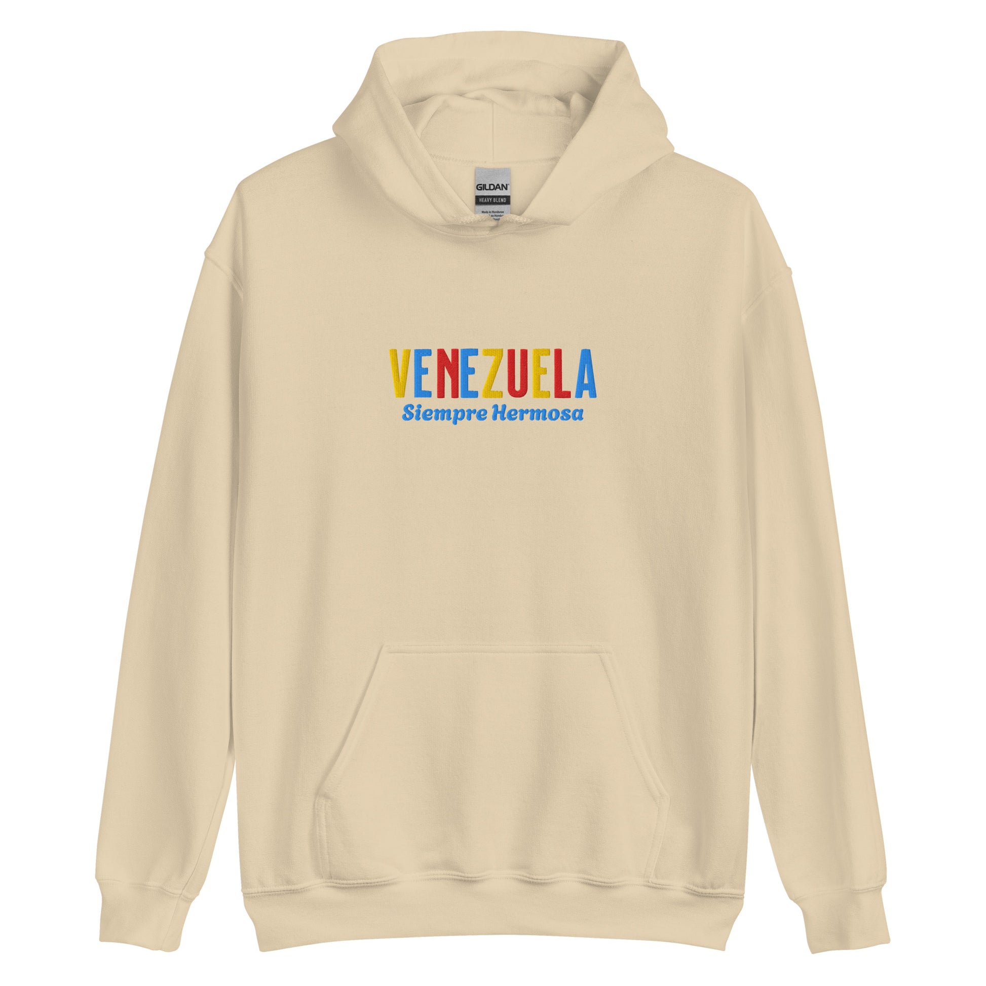 Hoodie bordado con la frase “Siempre Hermosa”, inspiración cultural de Venezuela.