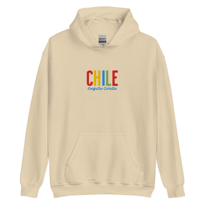 Hoodie bordado con la frase “Orgullo Criollo”, inspiración cultural de Chile.