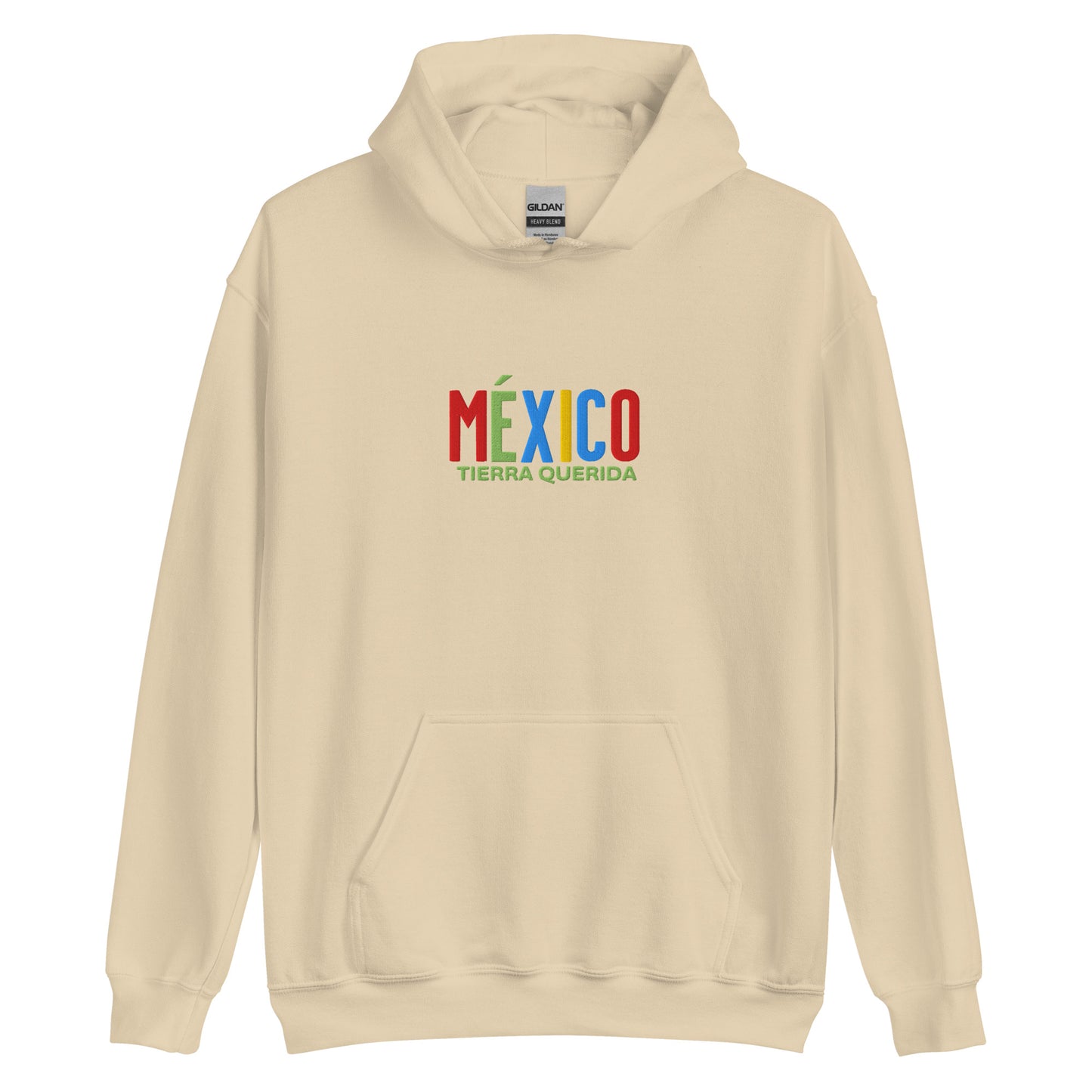Hoodie bordado con la frase “Tierra Querida”, inspiración cultural de México.