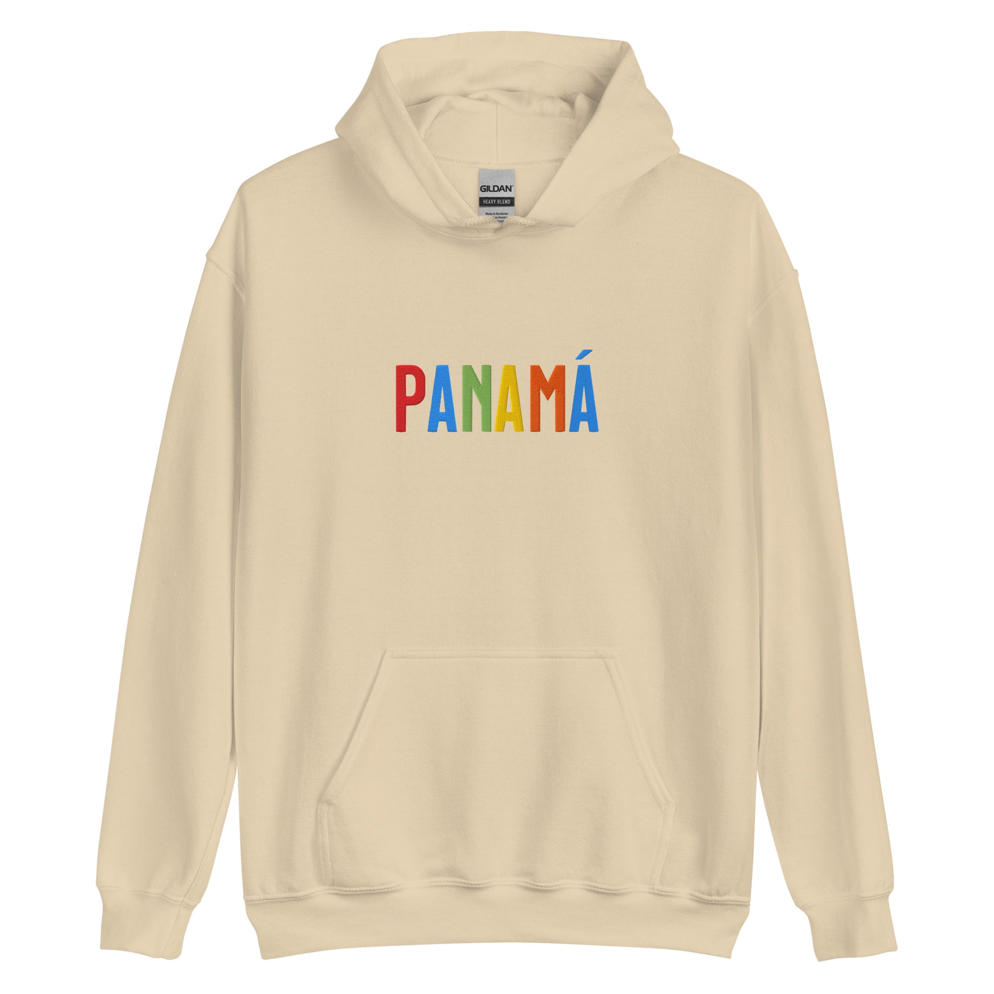 Hoodie bordado con la frase “PANAMA”, inspiración cultural de Panamá.