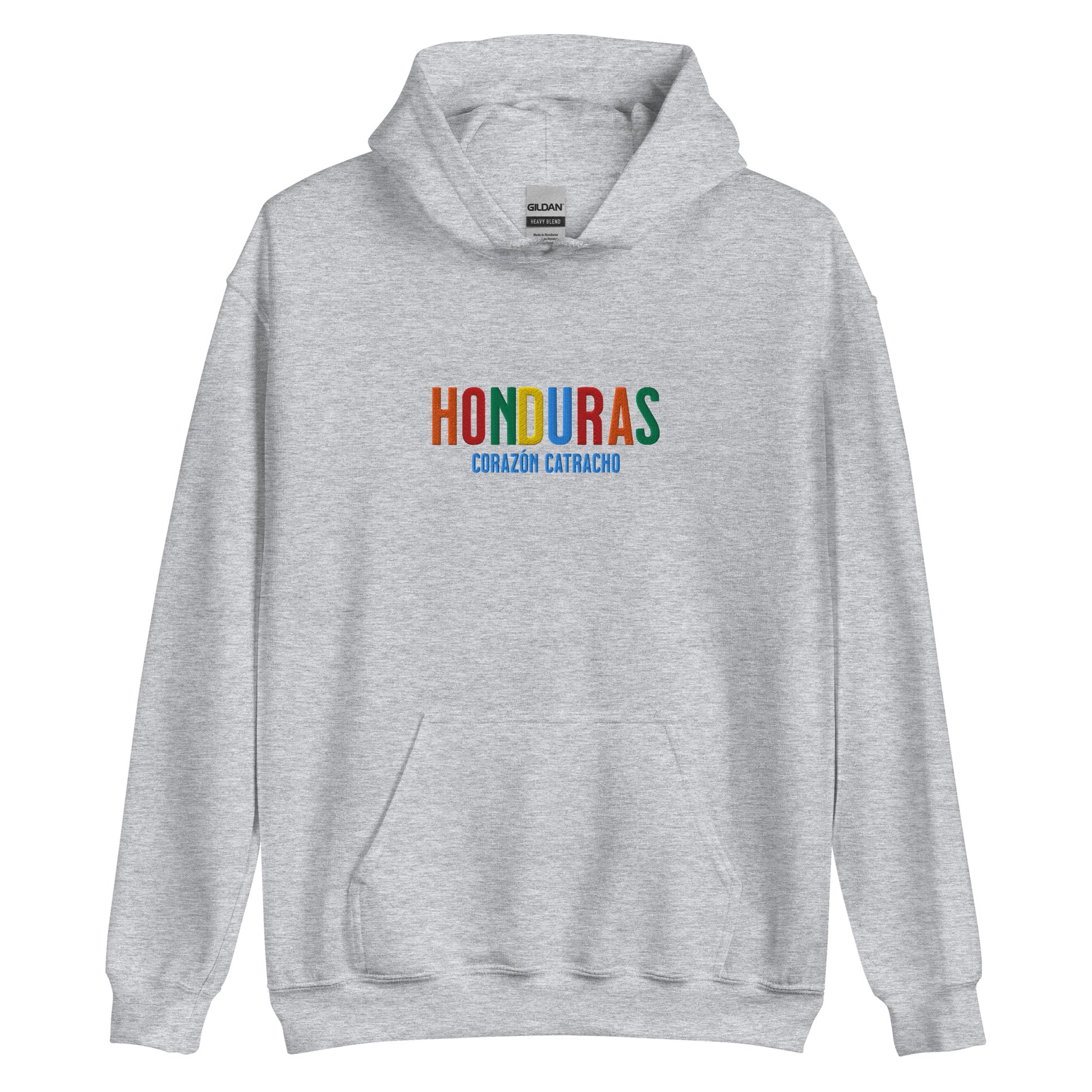 Hoodie bordado con la frase “Corazón Catracho”, inspiración cultural de Honduras.