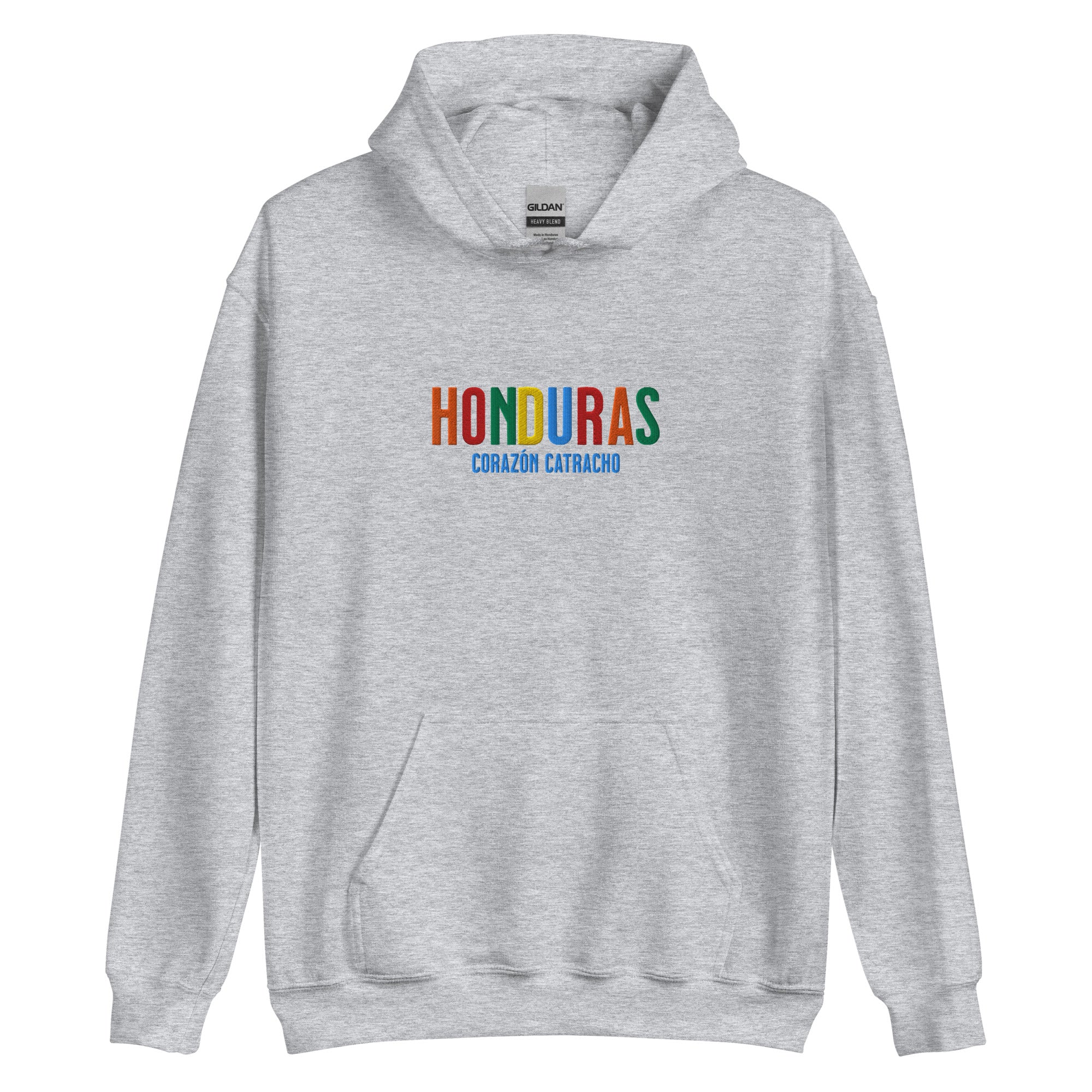 Hoodie bordado con la frase “Corazón Catracho”, inspiración cultural de Honduras.