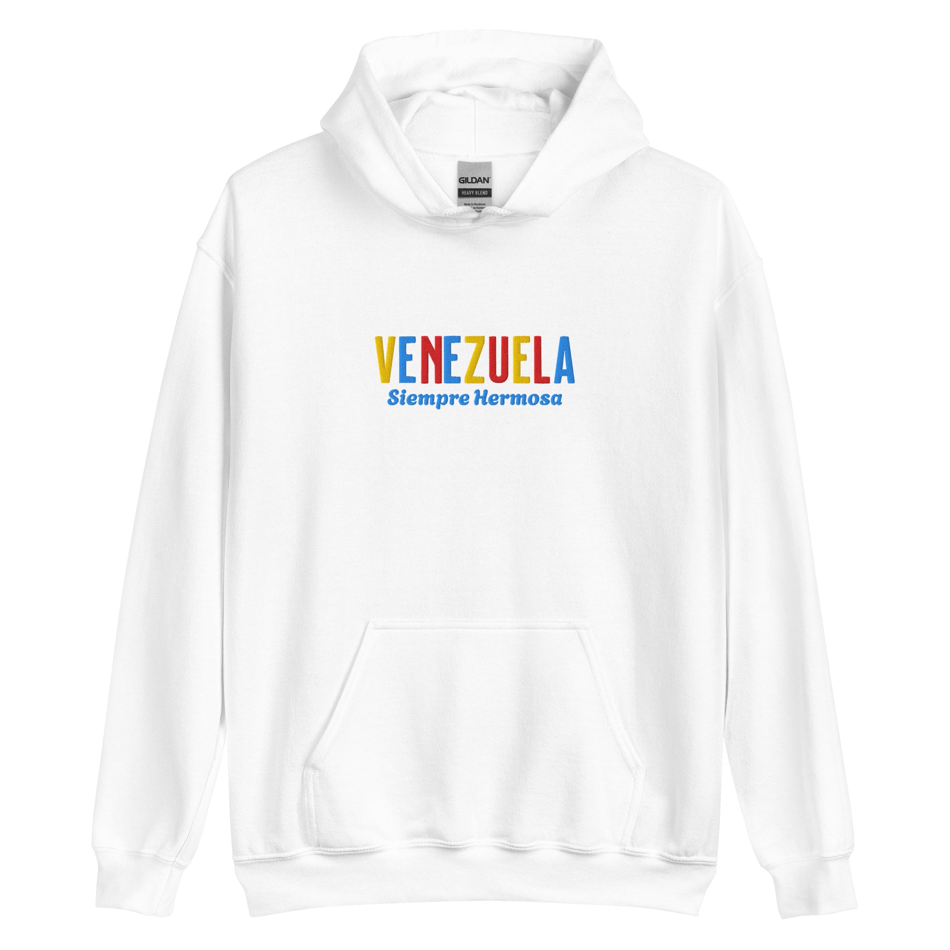 Hoodie bordado con la frase “Siempre Hermosa”, inspiración cultural de Venezuela.