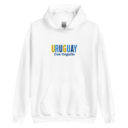 Hoodie bordado con la frase “Con Orgullo”, inspiración cultural de Uruguay.