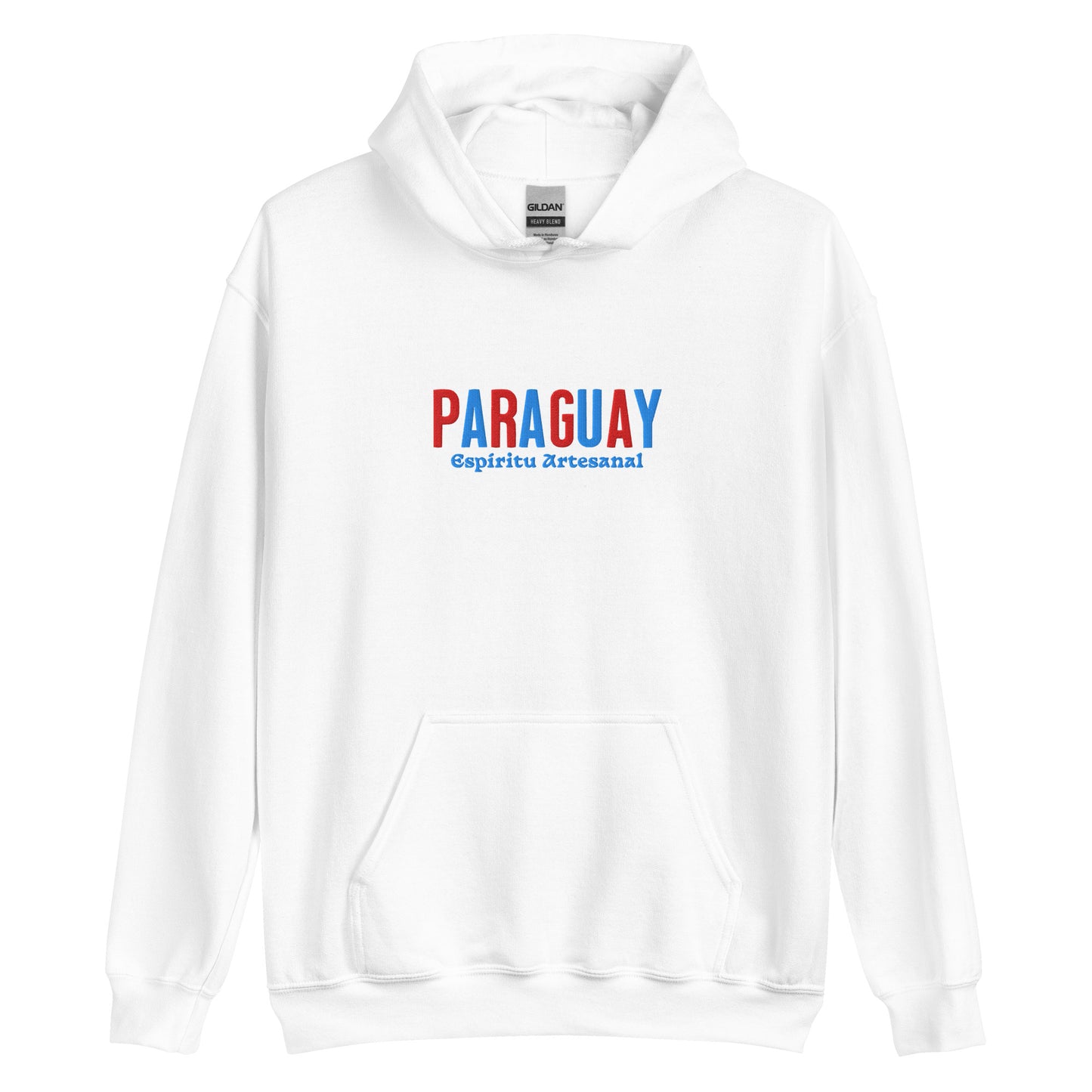 Hoodie bordado con la frase “Espíritu Artesanal”, inspiración cultural de Paraguay.