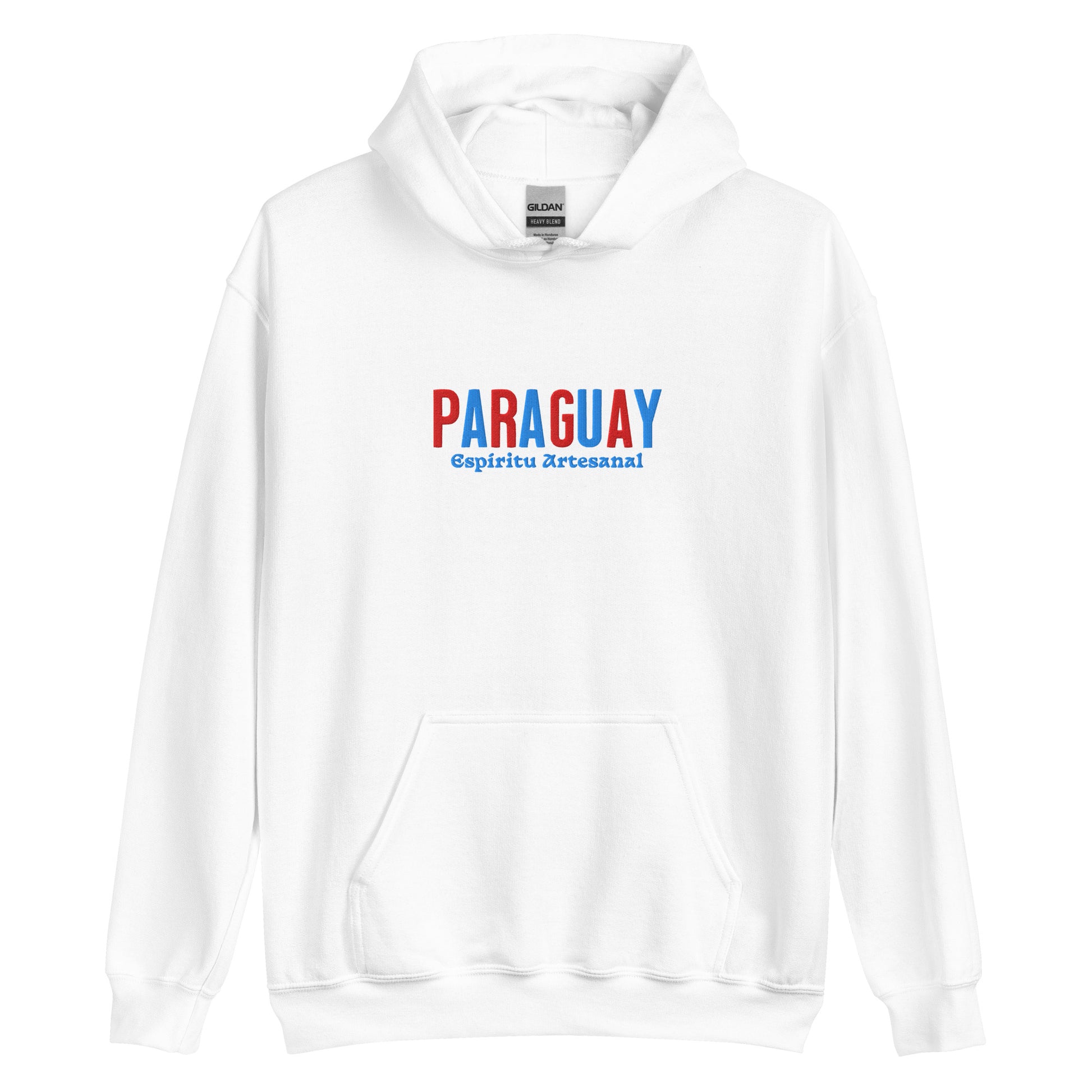 Hoodie bordado con la frase “Espíritu Artesanal”, inspiración cultural de Paraguay.