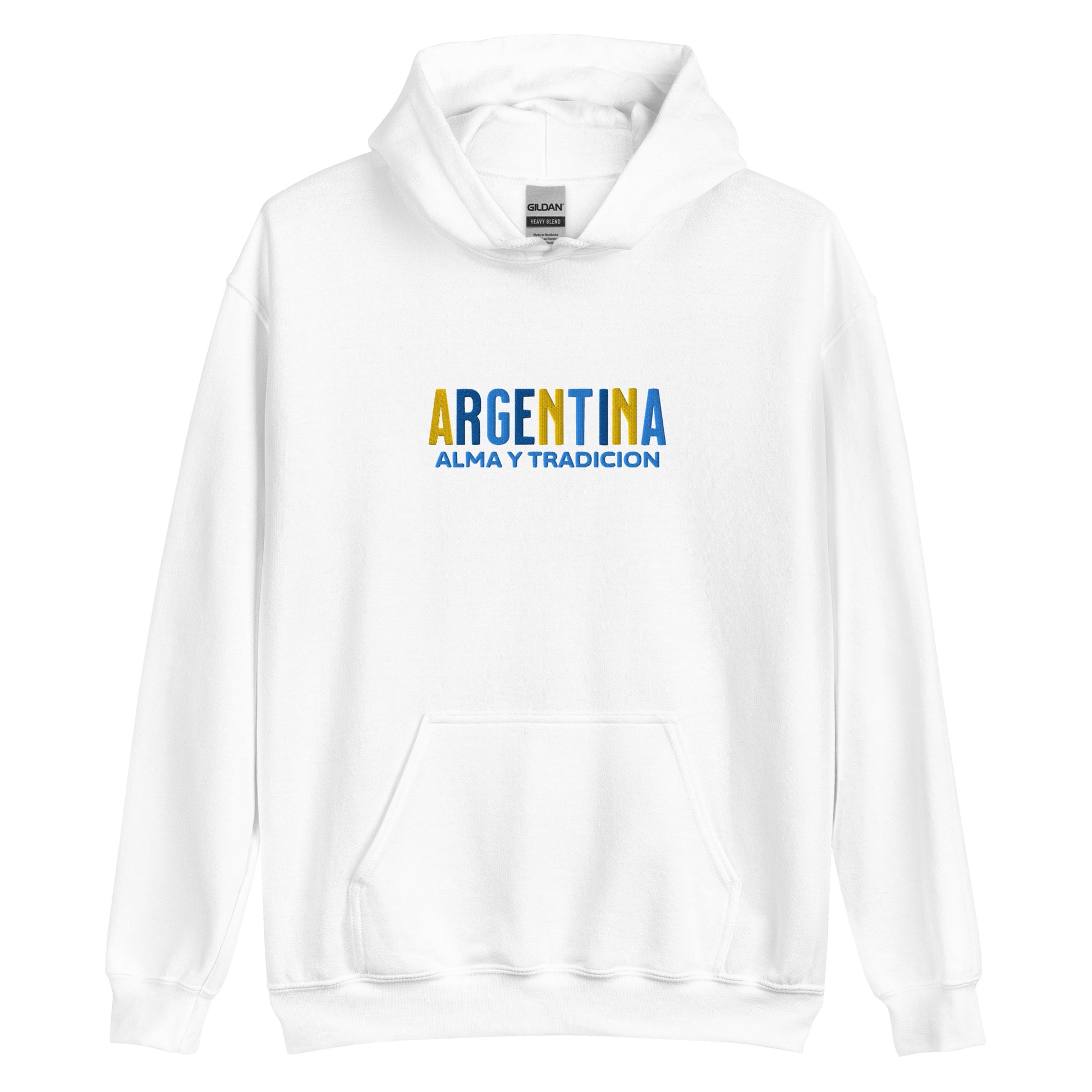 Hoodie bordado con la frase “Alma y Tradición”, inspiración cultural de Argentina.